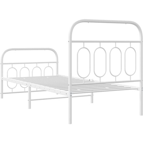  Metalni okvir kreveta uzglavlje i podnožje bijeli 90 x 200 cm Slike