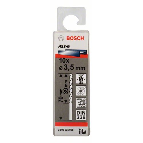 Bosch PRO Metal HSS-G burgija za bu&amp;scaron;enje metala 3.5x39x70 mm 10/1, 2608595058 Slike