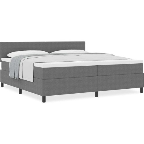 Krevet s box springom s madracem svijetlosivi 200x200 cm Kordurojna tkanina Slike
