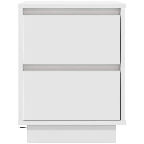  Noćni ormarić s LED svjetlima bijeli 38x34x50 cm Smeđa Slike