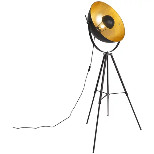 QAZQA Stoječa svetilka črna z zlatom 51 cm nastavljiv stojalo - Magnax