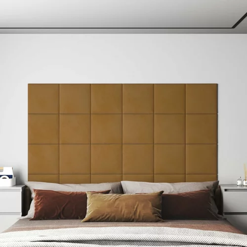 vidaXL Stenski paneli 12 kosov rjavi 30x30 cm žamet 1,08 m²