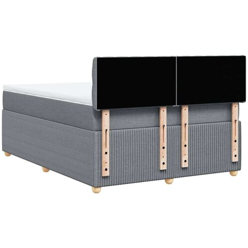 VidaXL Krevet s oprugama i madracem svjetlosivi 140x190 cm od tkanine Slike