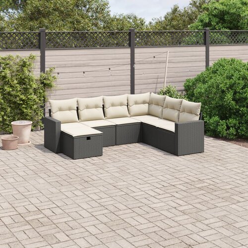 VidaXL 7-dijelni set vrtnih sofa od poliratana s jastucima crni Slike
