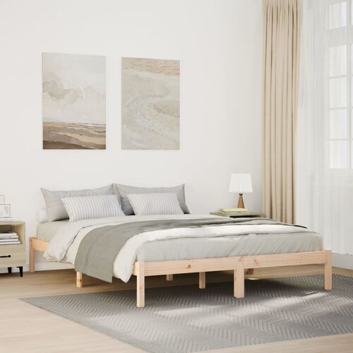 VidaXL Dalj&amp;scaron;i posteljni okvir brez vzmetnice 160x210 cm trdna borovina Slike