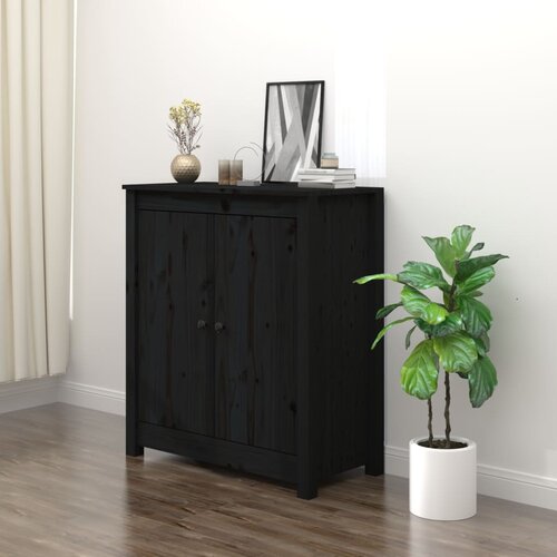 VidaXL Komoda črna 70x35x80 cm trdna borovina Slike