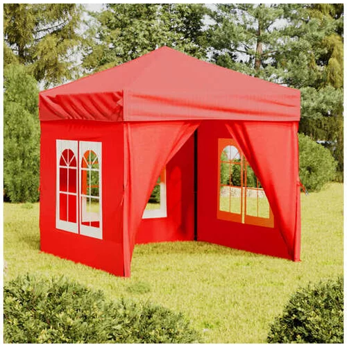  Zložljiv vrtni šotor s stranicami rdeč 2x2 m