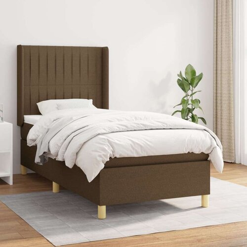 Box spring postelja z vzmetnico temno rjava 100x200 cm blago, (20727234) Cene