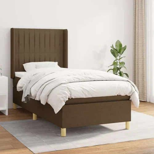  Box spring postelja z vzmetnico temno rjava 100x200 cm blago, (20727234)