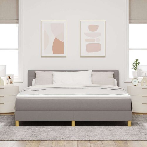  Krevet s podnicom s madracem Taupe 180 x 200 cm Tkanina Slike