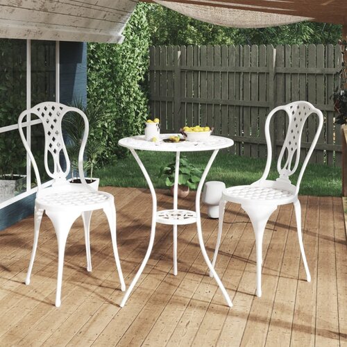  3-dijelni bistro set od lijevanog aluminija bijeli Cene