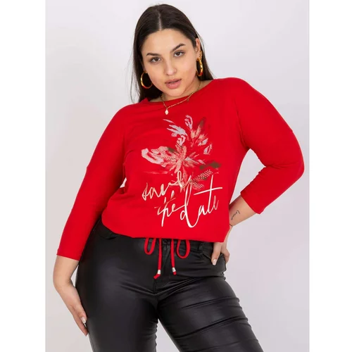 Fashion Hunters Margot red blouse plus-size with a round neckline