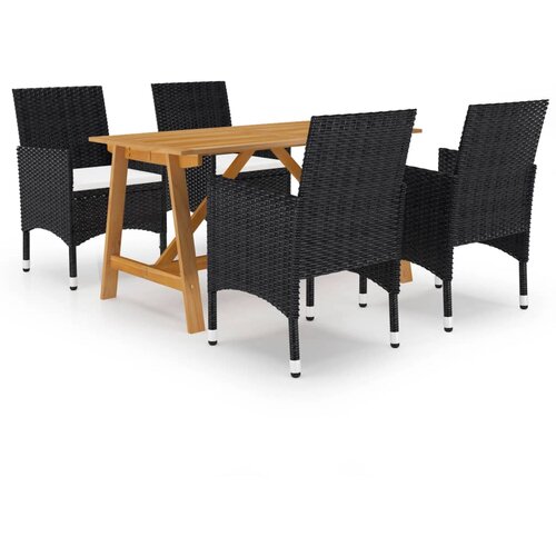 5-dijelni vrtni blagovaonski set crni Cijene