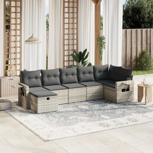 vidaXL 7-dijelni set vrtnih sofa svjetlosivi od poliratana Cijene