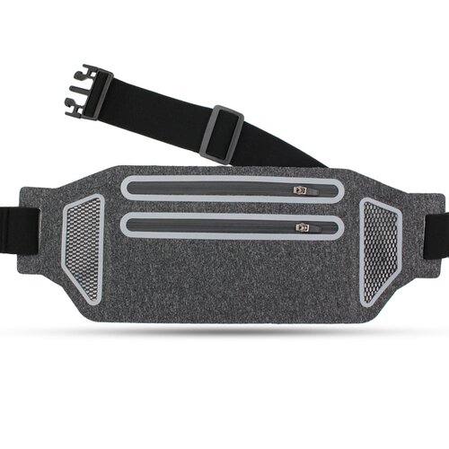 INF Izjemno tanka torba za okoli pasu za &amp;scaron;porte na prostem z dvojnimi zadrgami Grey, (21535699) Slike