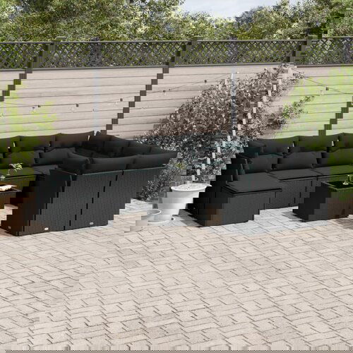 vidaXL 10-dijelni set vrtnih sofa s jastucima crni od poliratana Cijene