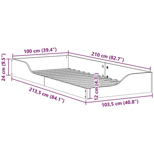  Krevetna konstrukcija Bijelo 100 x 210 cm Čvrsto borovo drvo Slike