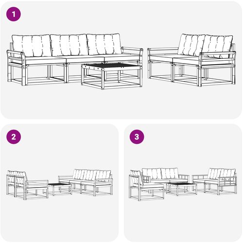  Set vanjskih sofa 6 kom. Bijela i krem Smeđa 79 x 79 x 37 cm Slike