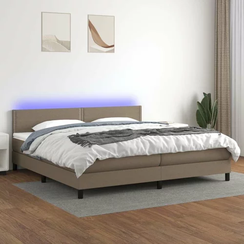  Box spring postelja z vzmetnico LED taupe 200x200 cm blago, (20999221)