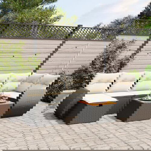 VidaXL 7-dijelni set vrtnih sofa od poliratana s jastucima crni Slike