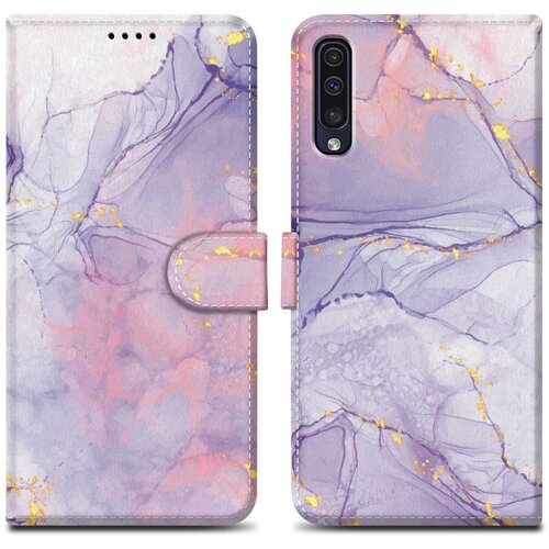  Ohišje, združljiv s Samsungom - Design Pink Purple Marmor št. 5 - Zaščitni pokrov z magnetnim zapiranjem, funkcijo stojala in režo za kartico, (20553484) Cene