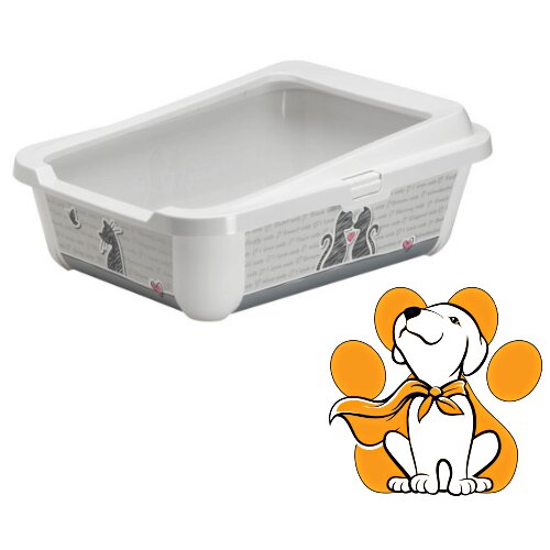 Moderna Hercules Tray+Rim Cats In Love Grey White, Toalet Za Mačke Slike