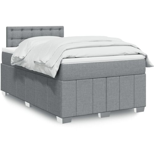 vidaXL Box spring postelja z vzmetnico svetlo siva 120x200 cm blago Cene