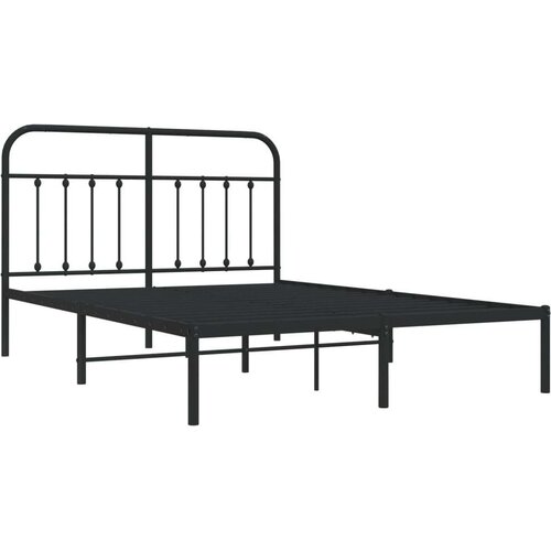 VidaXL Metalni okvir za krevet s uzglavljem crni 150x200 cm Slike