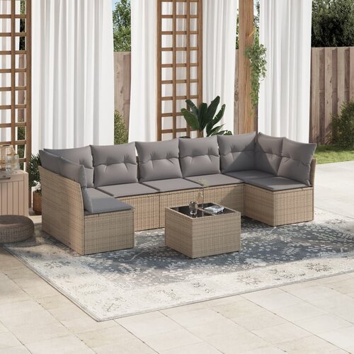 vidaXL 8-dijelni set vrtnih sofa od poliratana s jastucima bež Cene