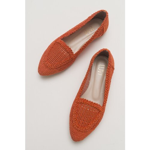 LuviShoes 101 Orange Knitted Women's Flat Shoes Cene