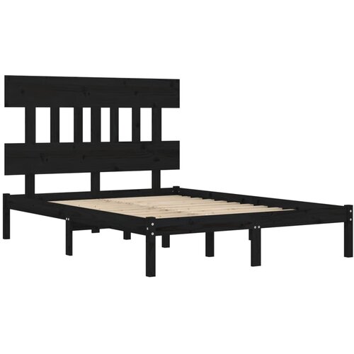  Okvir za krevet od masivnog drva crni 140 x 190 cm Slike