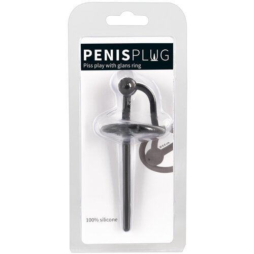 Penis Plug - silikonski prsten za glavić sa šupljom uretralnom šipkom (crni) Cijene