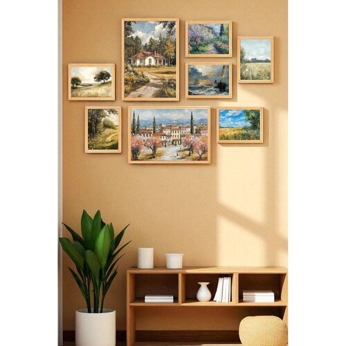 WALLXPERT Myk3026 Manzara Multicolor Decorative Framed MDF Painting (8 Pieces) Slike