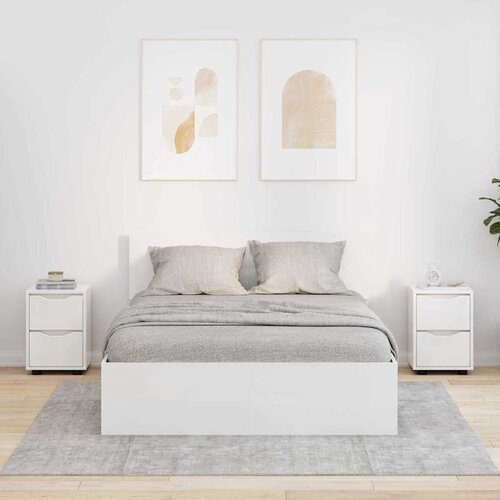 VidaXL Posteljne mize 2 pcs Visok sijaj bela 30,5 x 30 x 43 cm Slike
