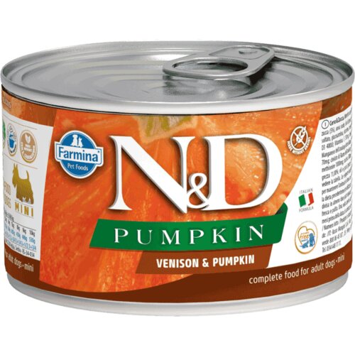N&d Pumpkin konzerva za pse Mini Adult, Bundeva i Jelen, 140 g Slike