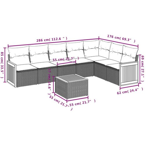 vidaXL 8-dijelni set vrtnih sofa od poliratana s jastucima crni Cijene