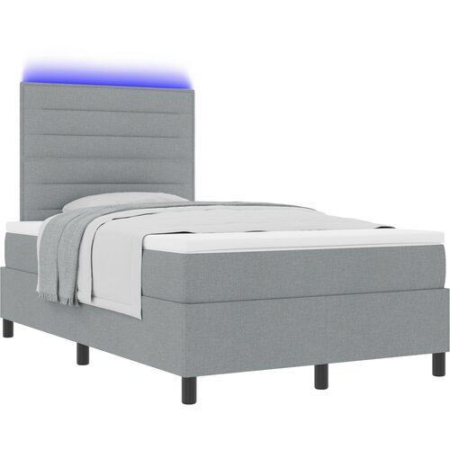 vidaXL Postelja z vzmetnico & LED Svetloba Svetlo siva 120x190 cm Tkanina Cene