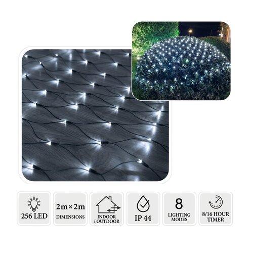  Božićna mreža s LED svjetlima, 2x2 m, 256 LED dioda &ndash; hladno bijela Cijene