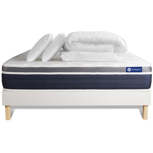 ACTISOM Kompletni paket za posteljo - Vzmetnica 140x190 cm + Vzmetni okvir z letvami (v kompletu) + 2 vzglavnika + Prevleka - Actilatex Confort, (21614363) Cene