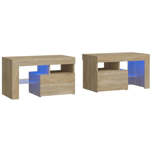 Maison Chic Dvo delni komplet Nočne omarice - Nočne mize z LED lučkami sonoma hrast 70x36,5x40 cm, (21688715) Cene