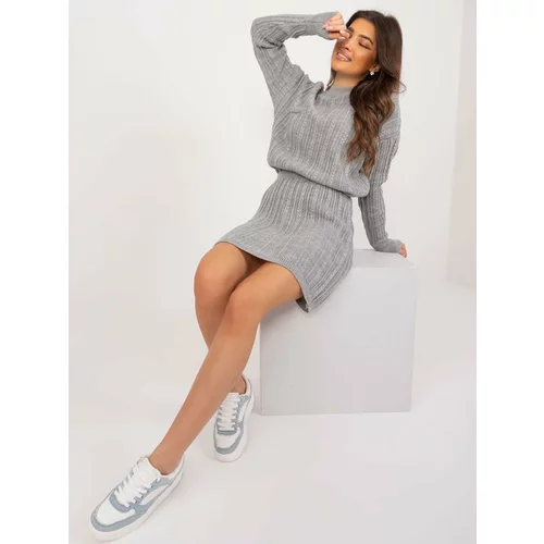 Fashion Hunters Gray knitted set with a miniskirt