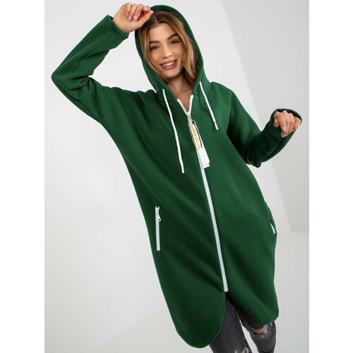 Fashion Hunters Dark green basic long hoodie by Stunning Cene