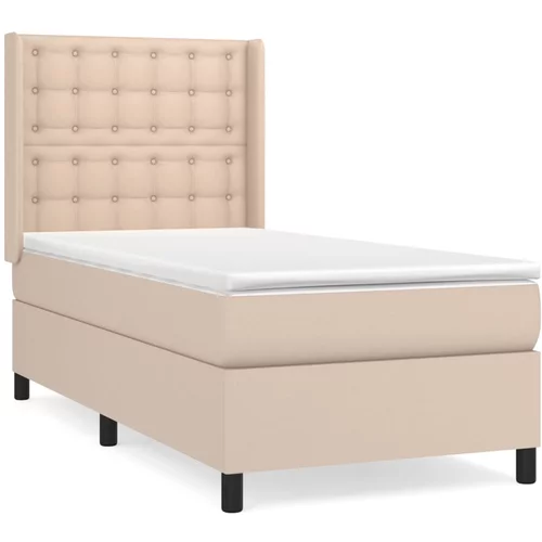 vidaXL Box spring postelja z vzmetnico kapučino 90x190 cm umetno usnje, (20902404)