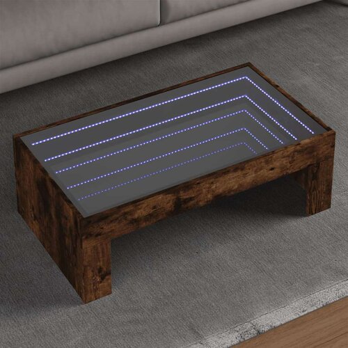 vidaXL Stolić s beskonačnim LED svjetlima boja hrasta 90x50x30 cm Cijene