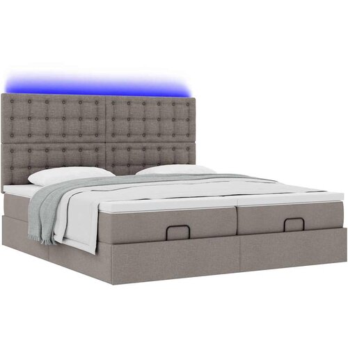  Ottoman krevet s madracima i LED diodama boje taupe 160x200 cm, tkanina Slike