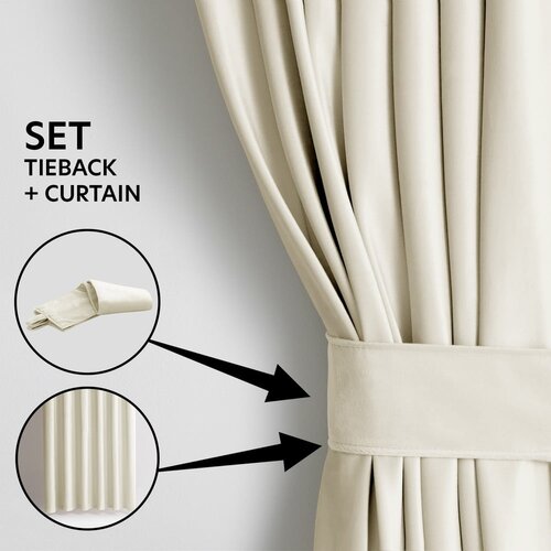 Restilo Kremno bela žametna zavesa za delno zatemnitev 140x270 cm Pleat &amp;ndash; Slike