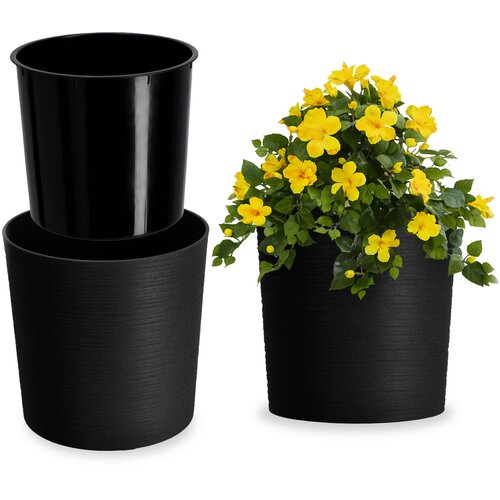 KADAX cvetlični lonec 19 cm pokrov z vložkom plastični cvetlični lonec črne barve, (5000346405) Cene