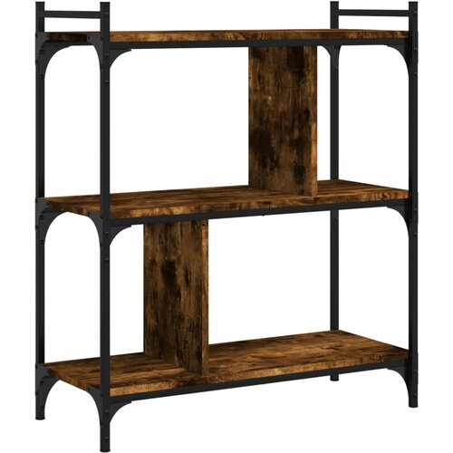 VidaXL Knjižna omara 3-nadstropna dimljen hrast 76x32x88 cm inž. les, (20978358) Slike