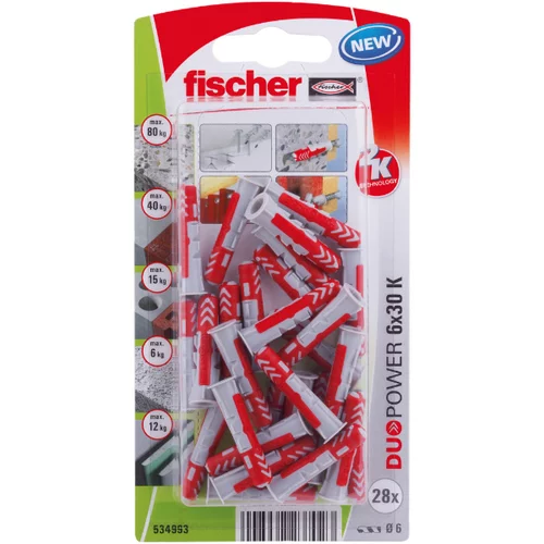 Fischer duopower Asortiman tipli (Promjer tiple: 6 mm, Duljina tiple: 30 mm, 28 Kom., Najlon)