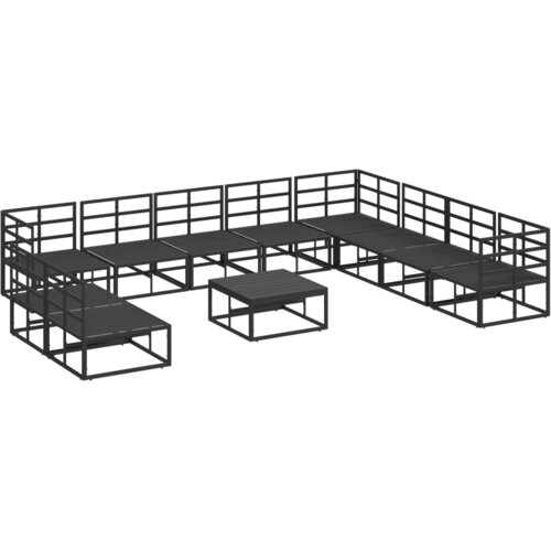 VidaXL Vrtna sedežna garnitura 11 pcs Črna 70 x 70 x 32 cm Aluminij Slike